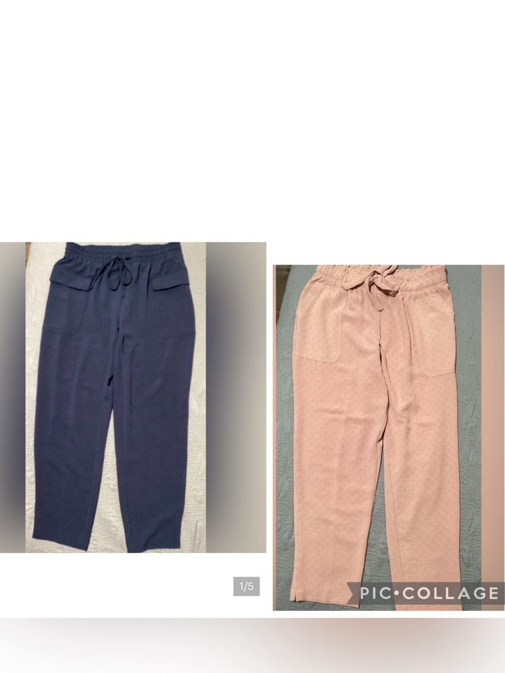 Bundle of two NYC Relaxed Drawstring Track Pants in Navy and Blush